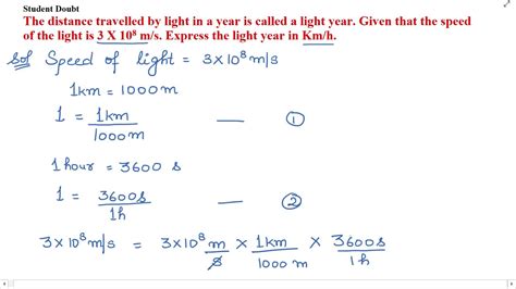 Solved: Light travels at the rate of 3.0* 10^5 kilometers per.